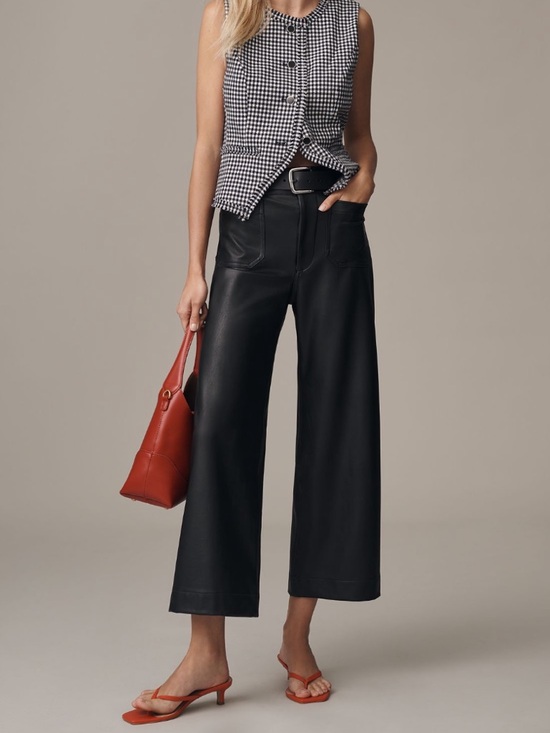 Anthropologie Pants - Anthropologie Faux Leather Wide Leg Colette Pants - 30 TALL